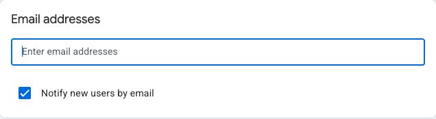 Blank GA4 email address field with Notify new users by email checked