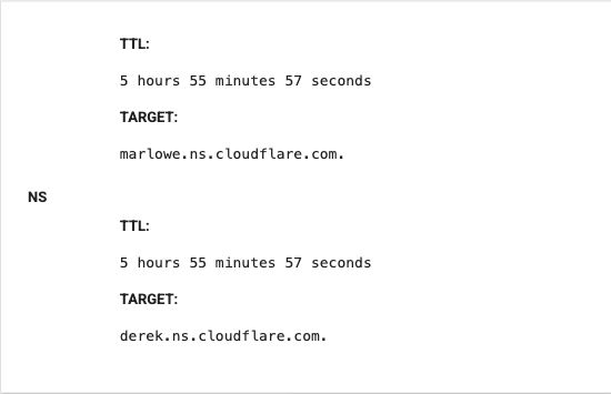 Public NS records for WinflowAI point to two Cloudflare nameservers