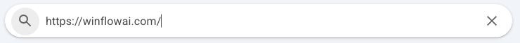 URL Inspection search field containing the complete https://winflowai.com/ address