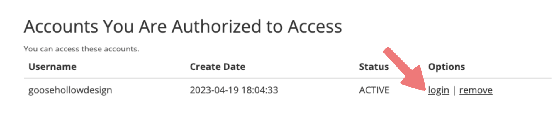 Porkbun active authorized account with login and remove links